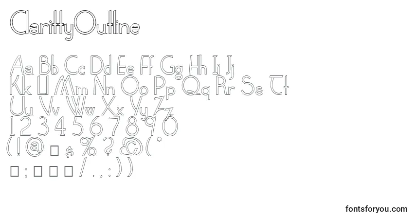 Шрифт ClarittyOutline – алфавит, цифры, специальные символы