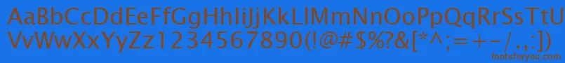 フォントL106460 – 茶色の文字が青い背景にあります。