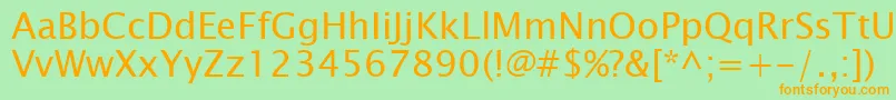 フォントL106460 – オレンジの文字が緑の背景にあります。