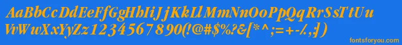 GaramondblackcondsskItalic Font – Orange Fonts on Blue Background