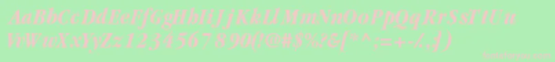 GaramondblackcondsskItalic Font – Pink Fonts on Green Background