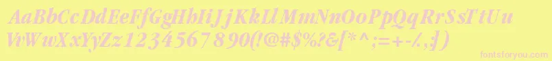 GaramondblackcondsskItalic Font – Pink Fonts on Yellow Background