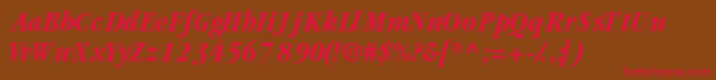 GaramondblackcondsskItalic Font – Red Fonts on Brown Background