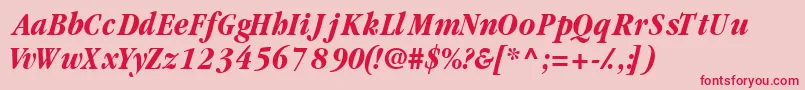 GaramondblackcondsskItalic Font – Red Fonts on Pink Background