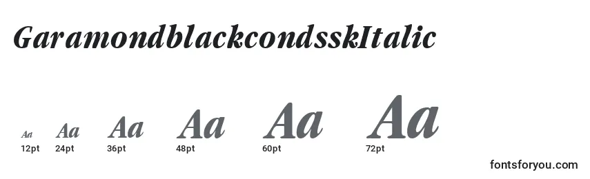 GaramondblackcondsskItalic-fontin koot