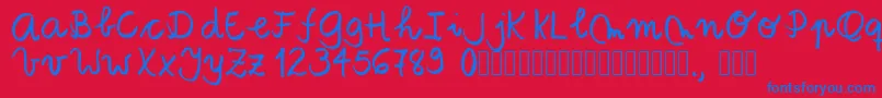 Tanaestelbrushscript01Regular Font – Blue Fonts on Red Background