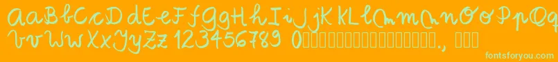 Tanaestelbrushscript01Regular-Schriftart – Grüne Schriften auf orangefarbenem Hintergrund