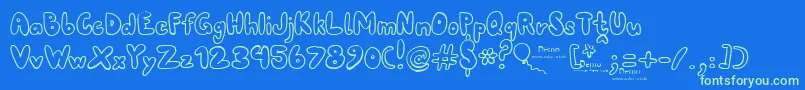 80erfinaldemo-Schriftart – Grüne Schriften auf blauem Hintergrund