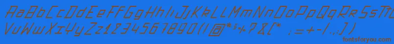 ActionProtocol-Schriftart – Braune Schriften auf blauem Hintergrund