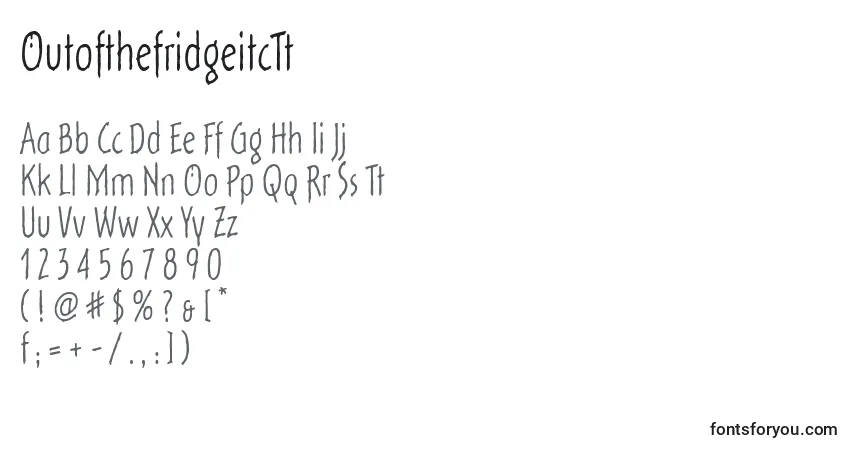 Schriftart OutofthefridgeitcTt – Alphabet, Zahlen, spezielle Symbole