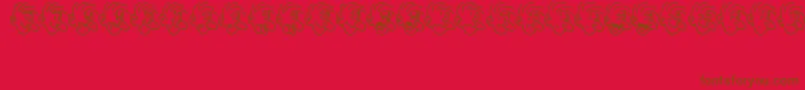 Fonte MoodSwingsOneJl – fontes marrons em um fundo vermelho