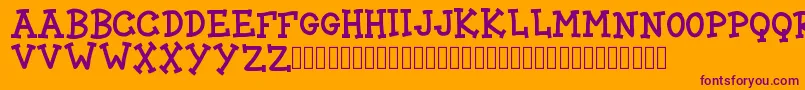 BlockCartoon Font – Purple Fonts on Orange Background