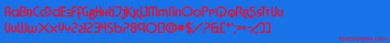 TechnoAgony-Schriftart – Rote Schriften auf blauem Hintergrund