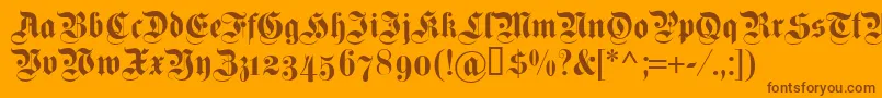 Dsfettekanzleiosf-Schriftart – Braune Schriften auf orangefarbenem Hintergrund