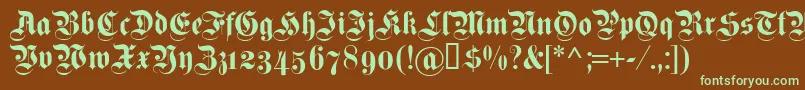 Шрифт Dsfettekanzleiosf – зелёные шрифты на коричневом фоне