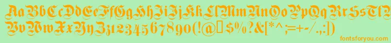 Шрифт Dsfettekanzleiosf – оранжевые шрифты на зелёном фоне