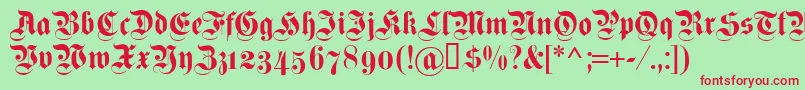 Dsfettekanzleiosf Font – Red Fonts on Green Background