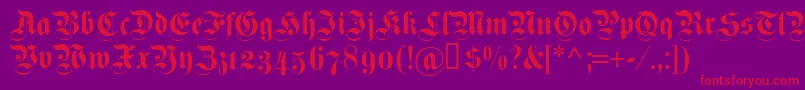 Dsfettekanzleiosf-Schriftart – Rote Schriften auf violettem Hintergrund