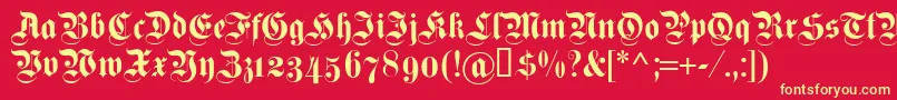 Dsfettekanzleiosf Font – Yellow Fonts on Red Background