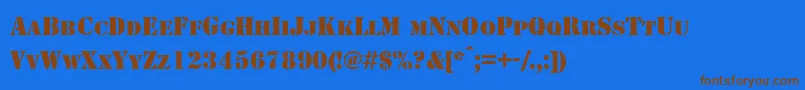 StencilNormal-Schriftart – Braune Schriften auf blauem Hintergrund