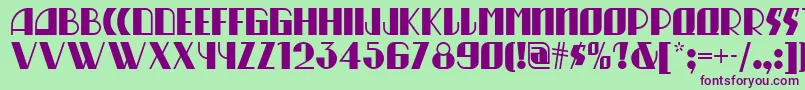 Munchausen-Schriftart – Violette Schriften auf grünem Hintergrund
