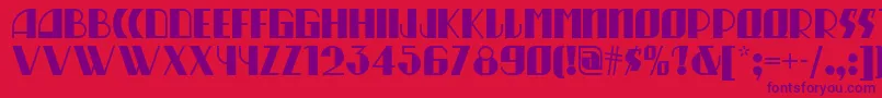 Munchausen-Schriftart – Violette Schriften auf rotem Hintergrund