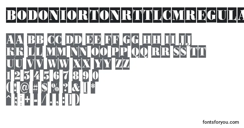 Czcionka BodoniortonrttlcmRegular – alfabet, cyfry, specjalne znaki