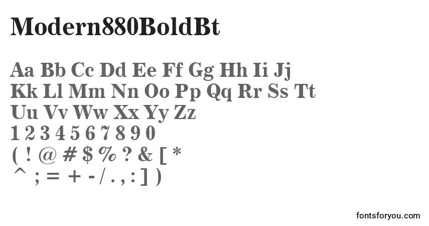 A fonte Modern880BoldBt – alfabeto, números, caracteres especiais