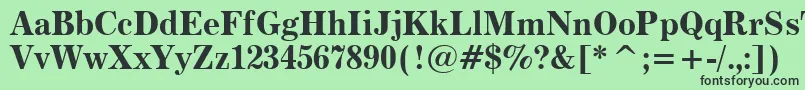 Modern880BoldBt-fontti – mustat fontit vihreällä taustalla
