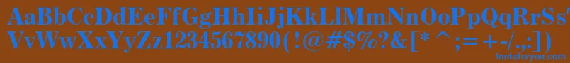フォントModern880BoldBt – 茶色の背景に青い文字
