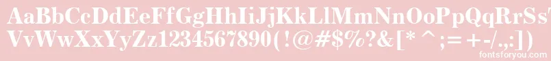 Modern880BoldBt-fontti – valkoiset fontit vaaleanpunaisella taustalla
