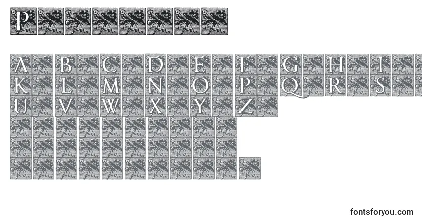 Schriftart Pompadou – Alphabet, Zahlen, spezielle Symbole