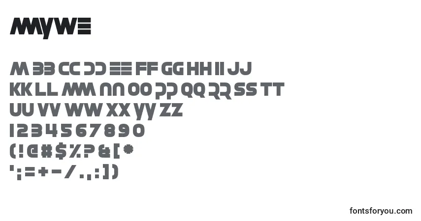 Schriftart MayWe – Alphabet, Zahlen, spezielle Symbole