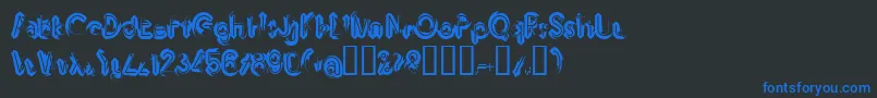 Imbrrg-Schriftart – Blaue Schriften auf schwarzem Hintergrund