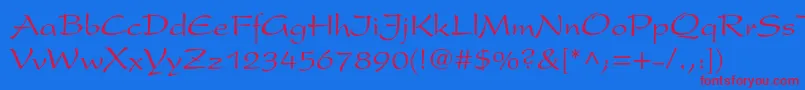 Presentltstd Font – Red Fonts on Blue Background
