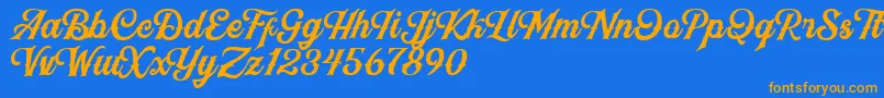 BlackJackScript Font – Orange Fonts on Blue Background
