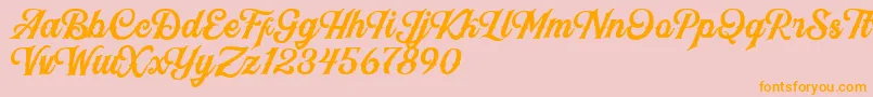 BlackJackScript-Schriftart – Orangefarbene Schriften auf rosa Hintergrund