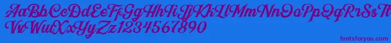 BlackJackScript Font – Purple Fonts on Blue Background