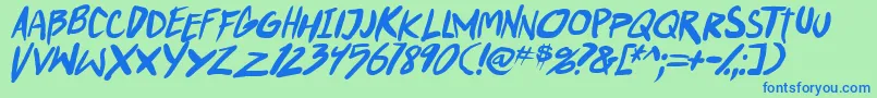 PunkboyTbsItal Font – Blue Fonts on Green Background