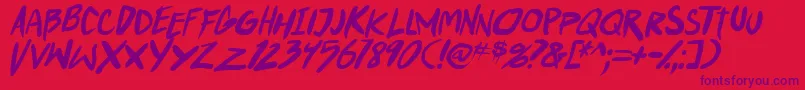 Fonte PunkboyTbsItal – fontes roxas em um fundo vermelho
