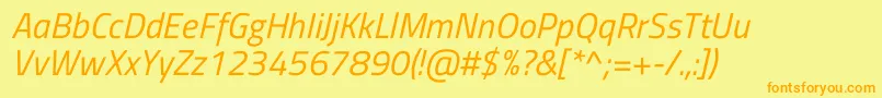 TitilliumwebItalic-Schriftart – Orangefarbene Schriften auf gelbem Hintergrund