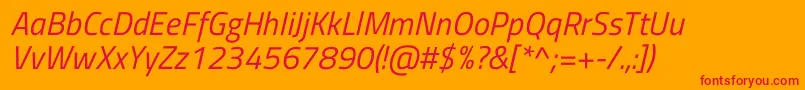 Czcionka TitilliumwebItalic – czerwone czcionki na pomarańczowym tle