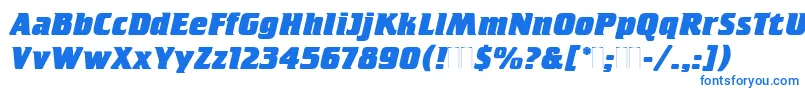 フォントCrilleeExtraBoldItalicPlain – 白い背景に青い文字