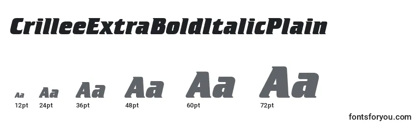 CrilleeExtraBoldItalicPlain Font Sizes