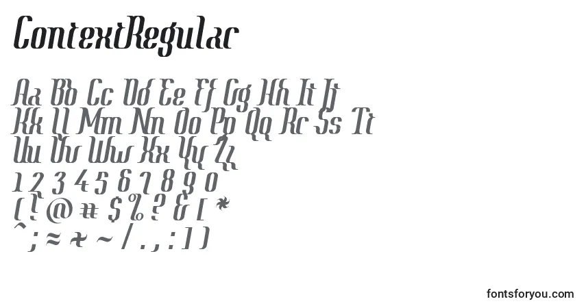 Schriftart ContextRegular – Alphabet, Zahlen, spezielle Symbole