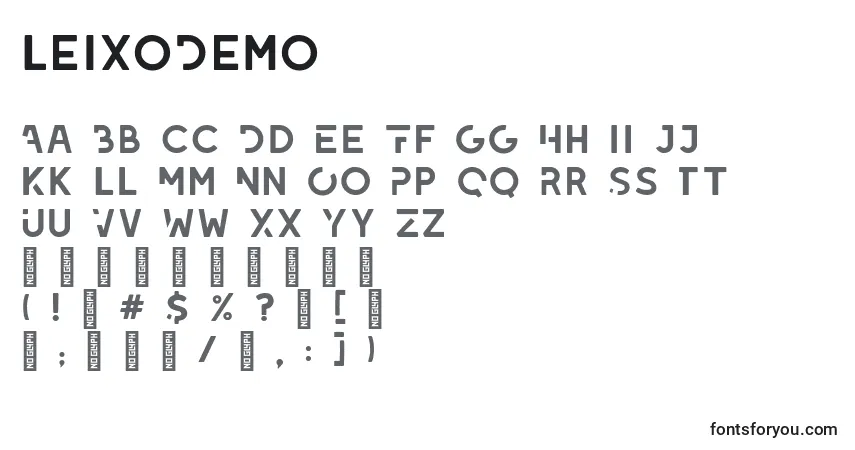 LeixoDemo-fontti – aakkoset, numerot, erikoismerkit