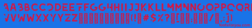 LeixoDemo-Schriftart – Rote Schriften auf blauem Hintergrund
