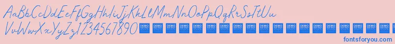 fuente MasterWorksDemo – Fuentes Azules Sobre Fondo Rosa