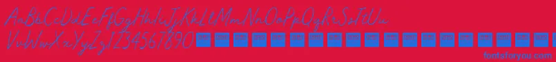 MasterWorksDemo Font – Blue Fonts on Red Background