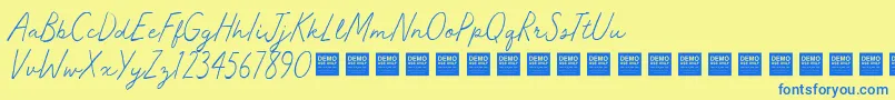MasterWorksDemo Font – Blue Fonts on Yellow Background